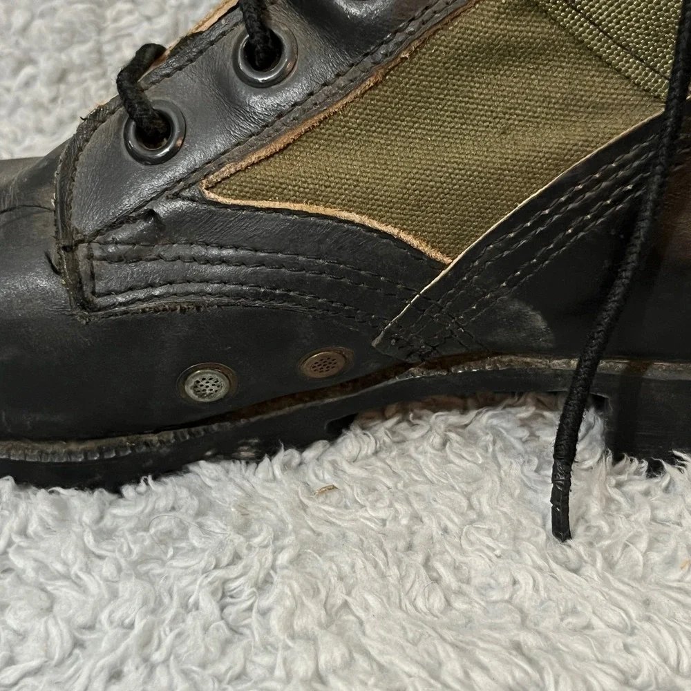 Ro-Search VTG Jungle Boot Mens‎ 6.5W Black Olive Green Leather Combat Military